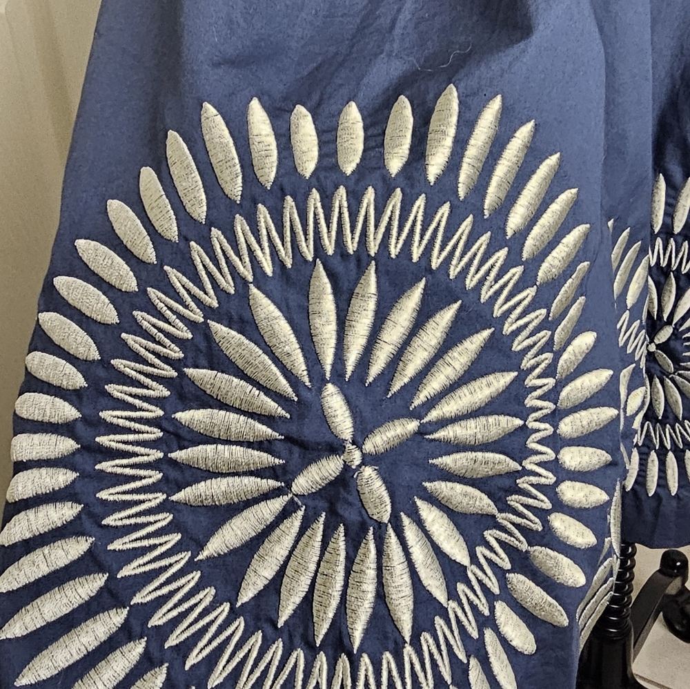 Oscar De La Renta Mid-length Blue Cotton dress Size 16 - Picture 7 of 10